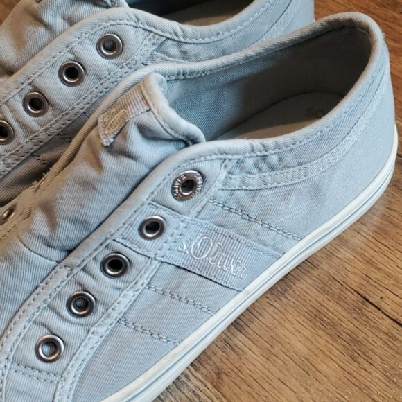 S.Oliver sky blue canvas slip-on sneakers - Picture 3 of 7